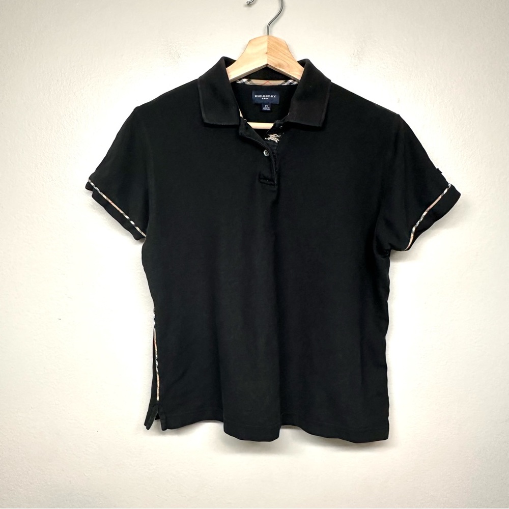 Burberry Golf Womens Short Sleeve Black Polo Size M